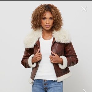 BCBGMaxAzari faux fur leather jacket NWT